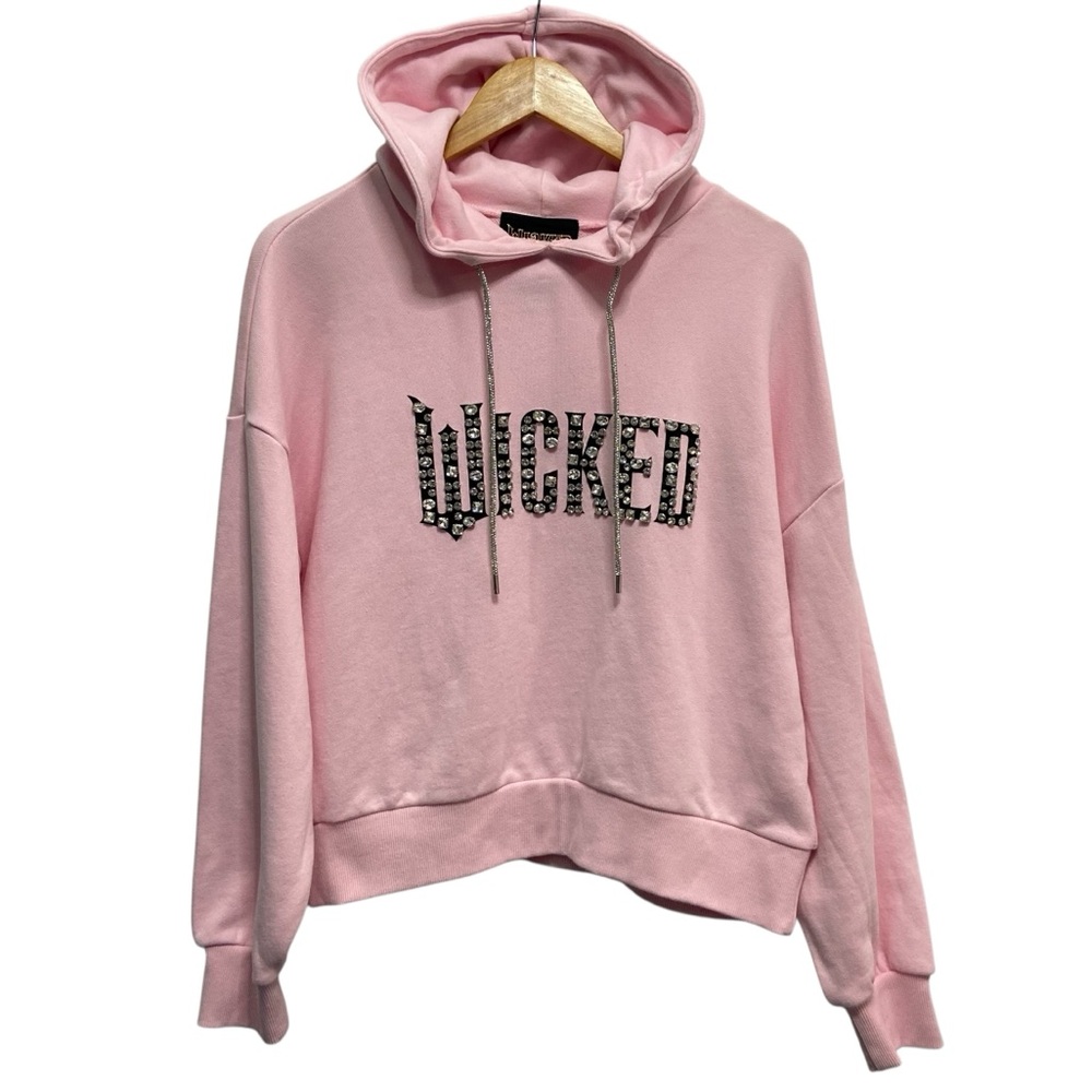 Forever 21 WICKED Faux Gem Pink Sweatshirt Hoodie - Women’s Small NWT - Picture 9 of 13